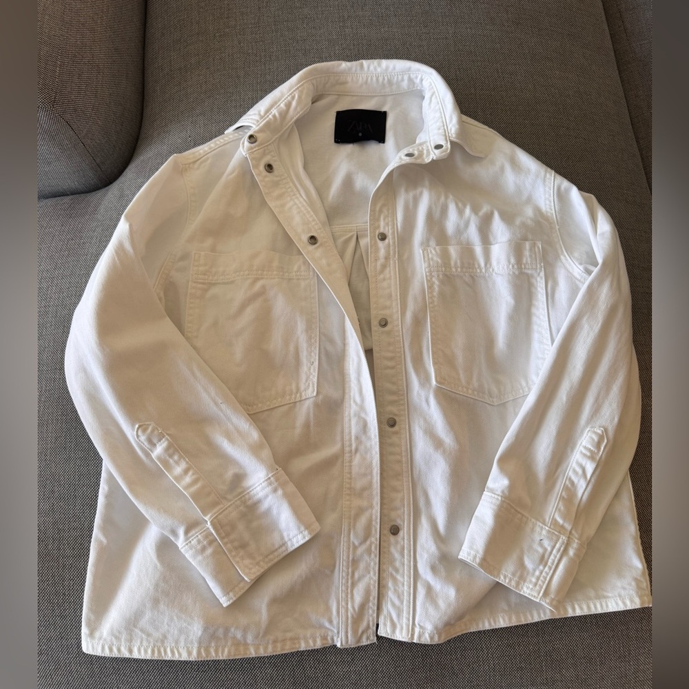 Zara White Denim Oversize Shacket Size XS